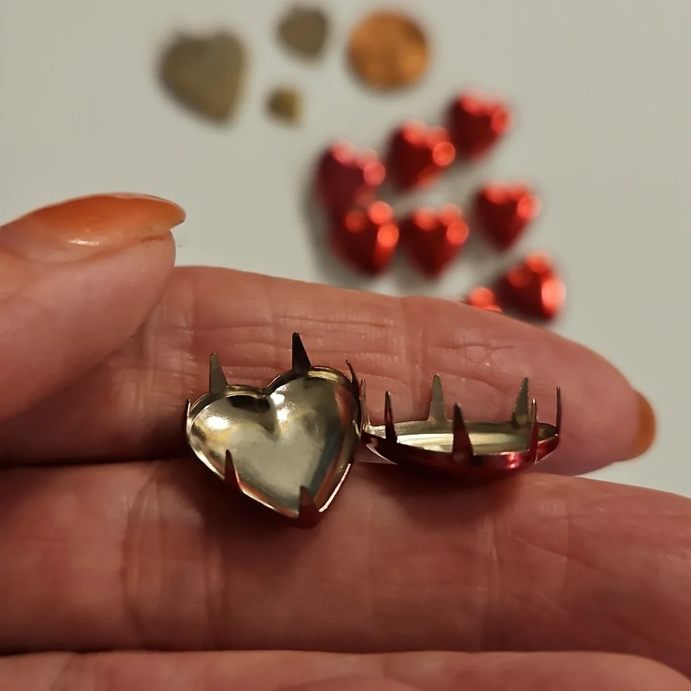 Lot of heart and cupid charms brads crafting pieces Red Gold Purple Upcycle DIY